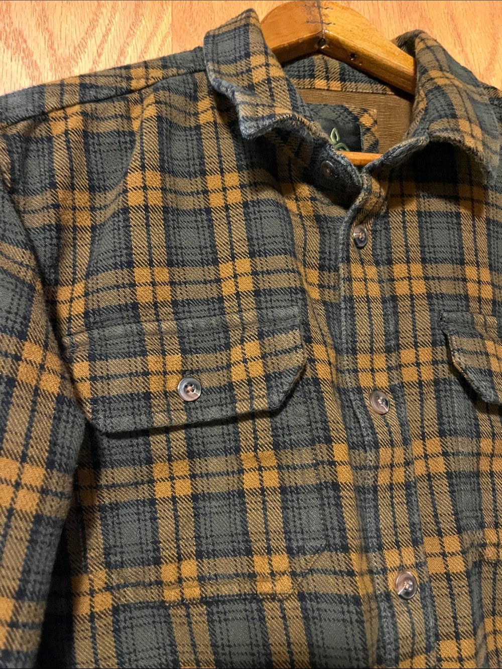 Prana Men's Plaid Button-Down Shirt - Mustard & Black - Picture 10 of 14